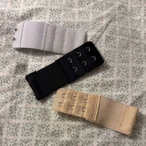 Bra Extender Set in Black, White, and Tan